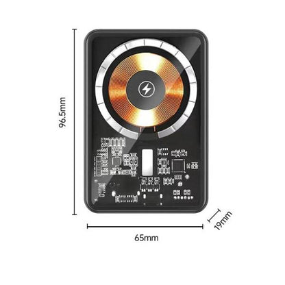 Transparent Wired and Magsafe Wireless Power Bank with Support for QC 22.5W / PD 20W Fast Charging for iPhone and Android Phones