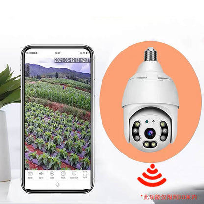 Weatherproof Light Bulb Security Camera with Motion Detection, Full-Color Night Vision, AP Offline Connection