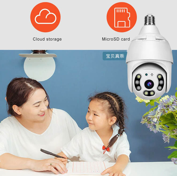 Weatherproof Light Bulb Security Camera with Motion Detection, Full-Color Night Vision, AP Offline Connection