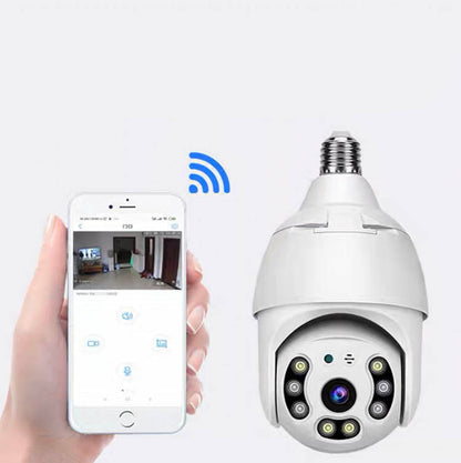 Weatherproof Light Bulb Security Camera with Motion Detection, Full-Color Night Vision, AP Offline Connection