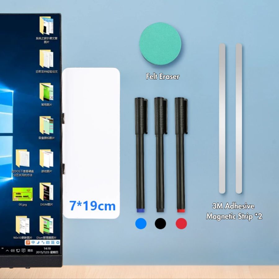 Magnetic Computer Monitor Memo Whiteboard with a delicate Whiteboard Pen and Felt Sponge Eraser to Record To-do Lists, Leave Messages, Reminders, etc.