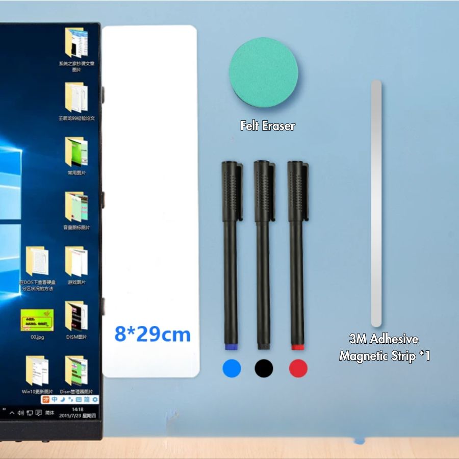 Magnetic Computer Monitor Memo Whiteboard with a delicate Whiteboard Pen and Felt Sponge Eraser to Record To-do Lists, Leave Messages, Reminders, etc.