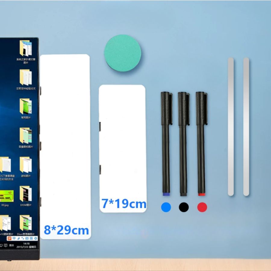 Magnetic Computer Monitor Memo Whiteboard with a delicate Whiteboard Pen and Felt Sponge Eraser to Record To-do Lists, Leave Messages, Reminders, etc.