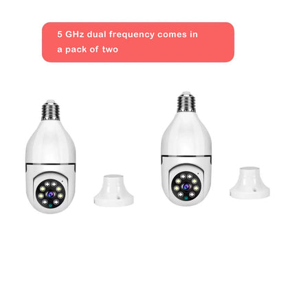 Wireless Smart Light Bulb Security Camera with 360° Rotation, HD Imaging, Full-Color Video, Human Tracking